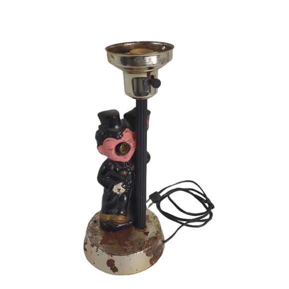 Vintage 1950s Apco Drunk Man Hobo Lamppost Bar 13" Table Lamp MCM Man Cave - Picture 1 of 14